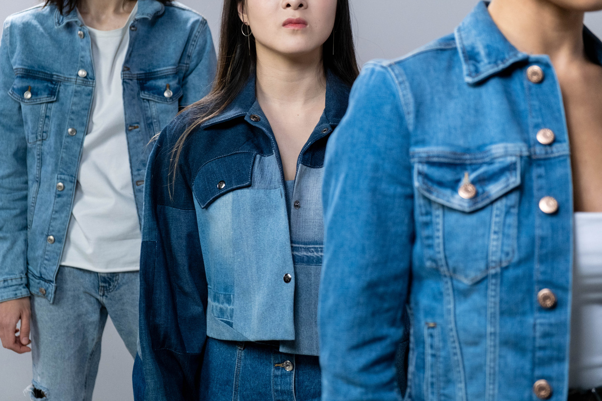 Three People in Denim Outfits